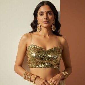 Be the center of attention! ✨ Grab the ultimate Gold Sequins Saree Kit from Windy.lk!