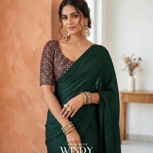 beautiful Saree, perfectly paired with a breathtaking Puff Sleeve Embroidery Jacket.