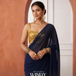 Georgette saree and small sequins jacket