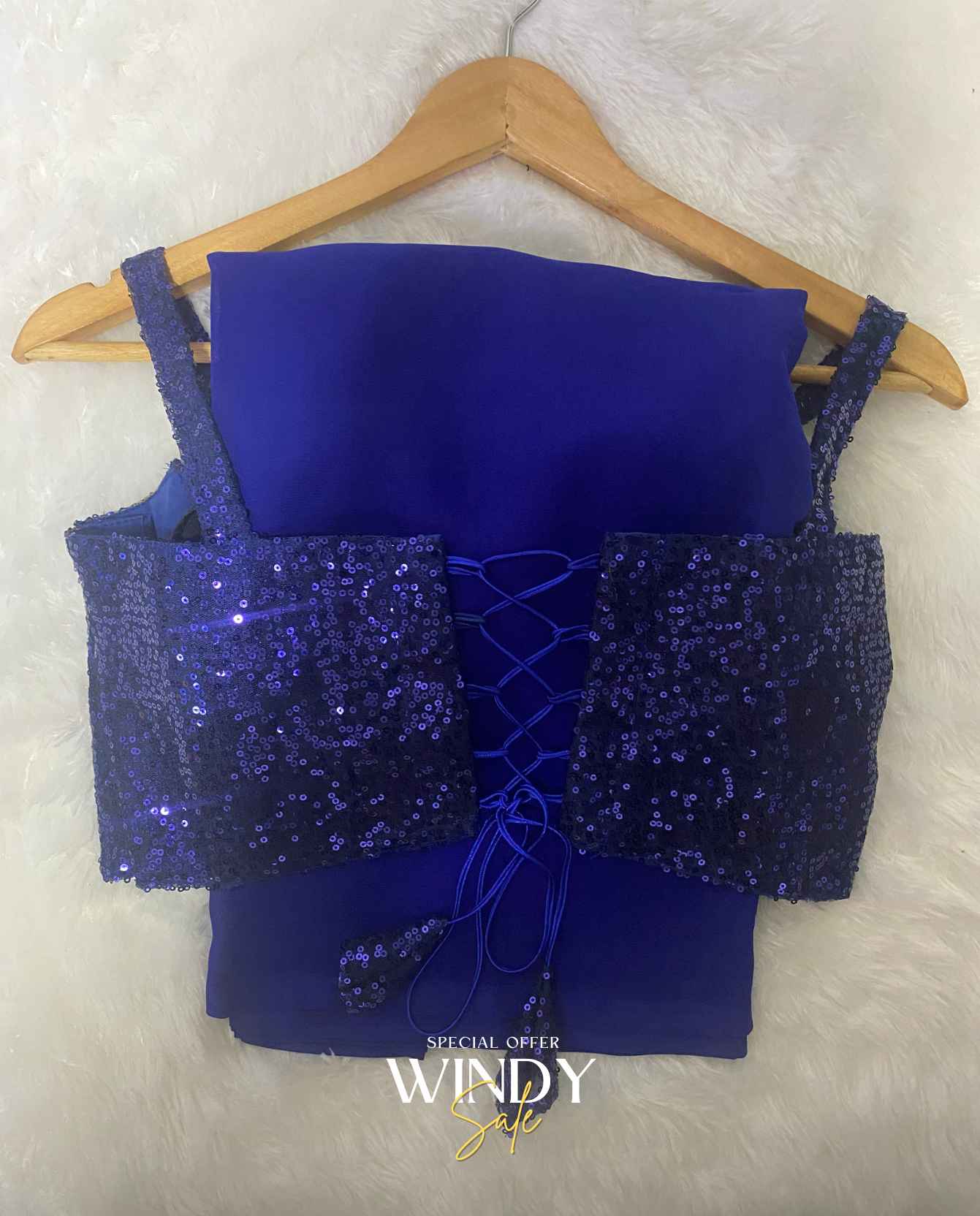 goegetee saree small sequis blue saree jacket - Image 5