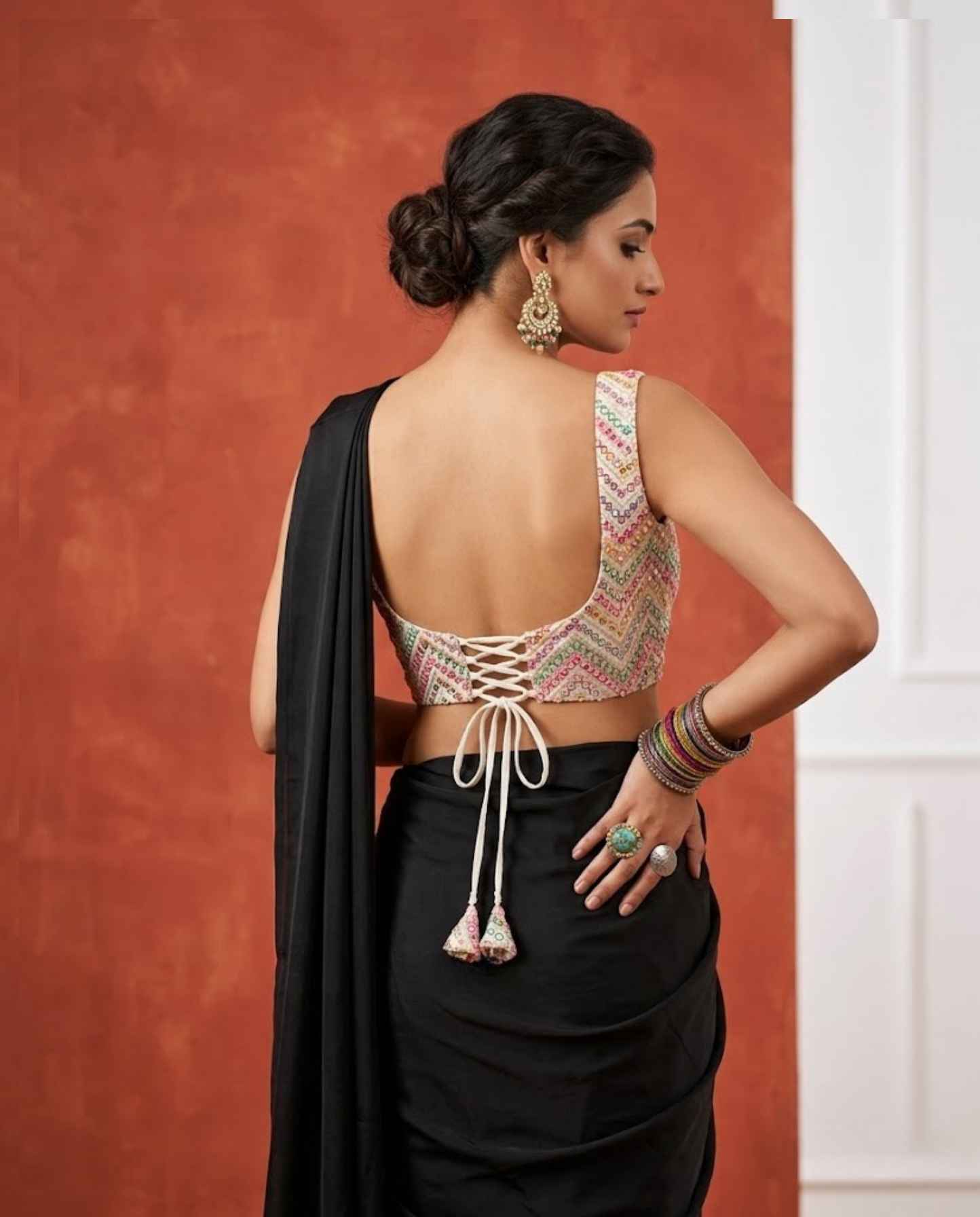 Valentina Saree, paired exclusively with the dazzling Mirror Mirror Sequins Jacket. - Image 2