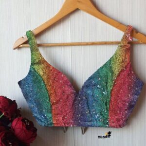 Rainbow Sequins Saree Jacket!