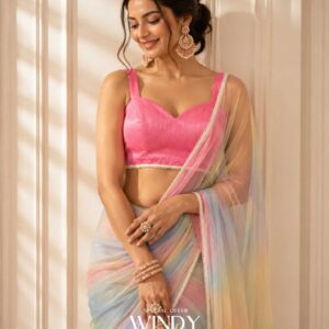 magical Net Rainbow Saree, complete with a perfectly matched jacket.