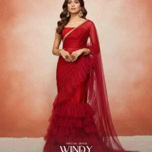 Ruffle net Saree & Jacket Full Kit.