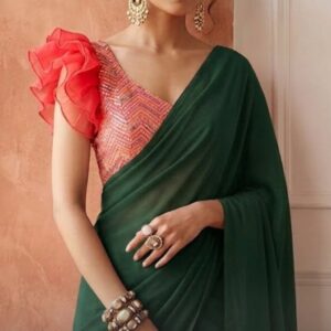 Add a gorgeous modern twist to your wardrobe with our stunning Saree & Ruffle Sleeve Jacket! ✨