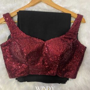 maroon sequis jacket and saree full kit available 