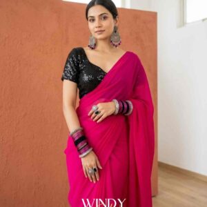 beautiful Saree, perfectly paired with a stunning Half Sleeve Sequins Jacket in our exclusive Full Kit.